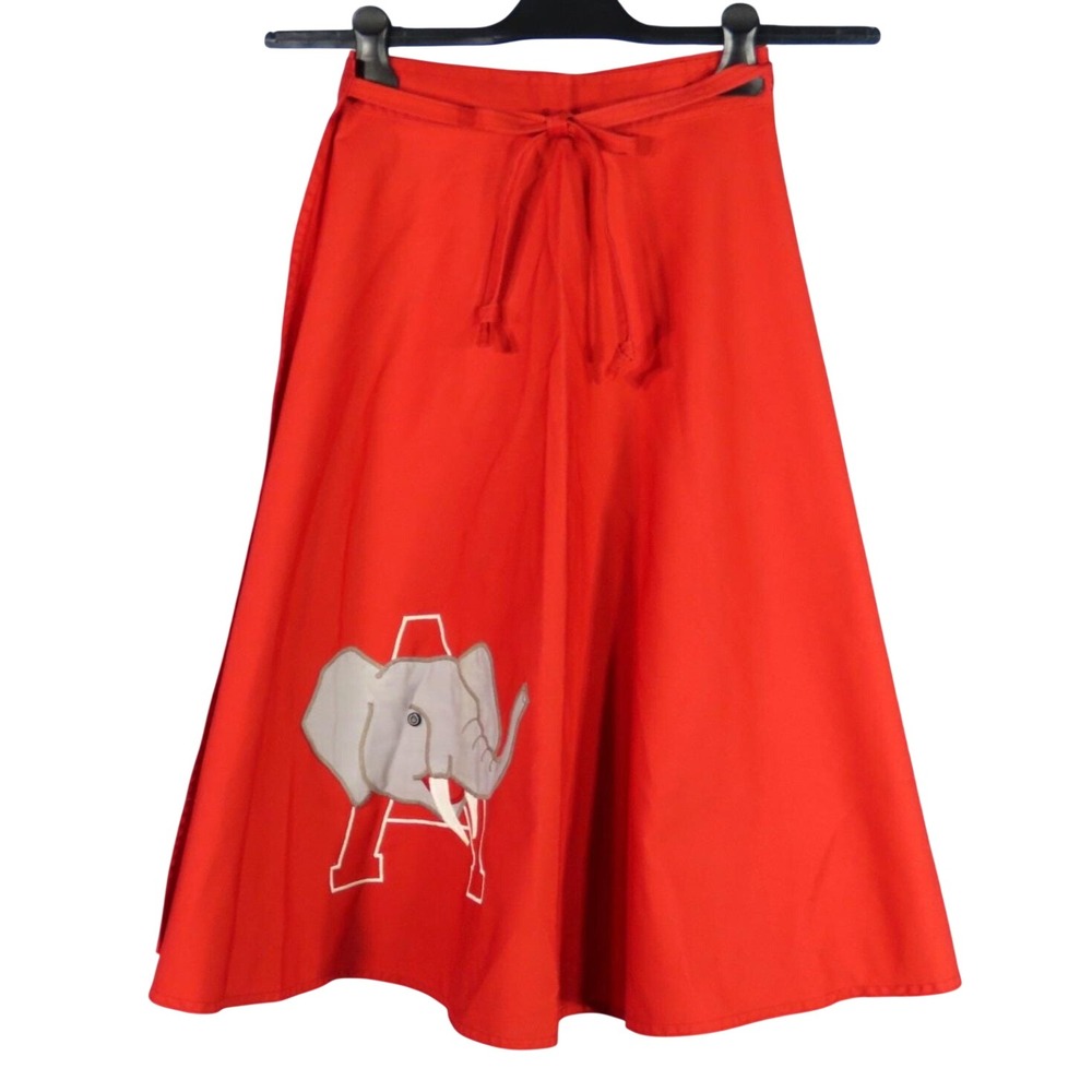 Vtg University of ALABAMA CRIMSON TIDE Red Wrap Skirt Big Al Elephant Cute!! M